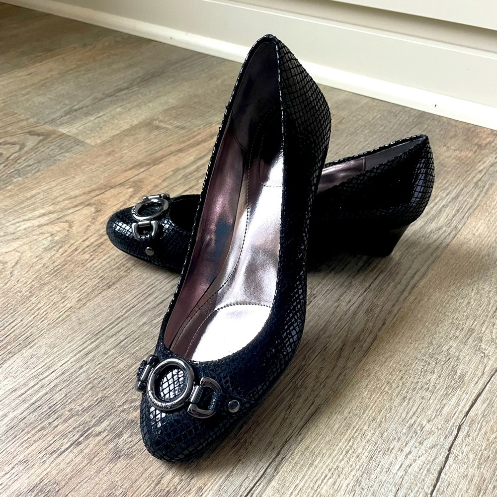 Calvin Klein Metallic Python Black Wedge - image 1
